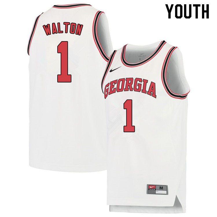 Youth #1 Jaykwon Walton Georgina Bulldogs College Basketball Jerseys Sale-White - Click Image to Close